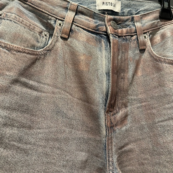 Pistola Jadyn Low Slung Palazzo Jeans Metallic Flare Pink shimmer Pants 28 - Picture 5 of 11